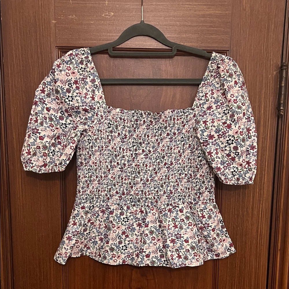 French Connection Multicolor Floral Smocked Blouse